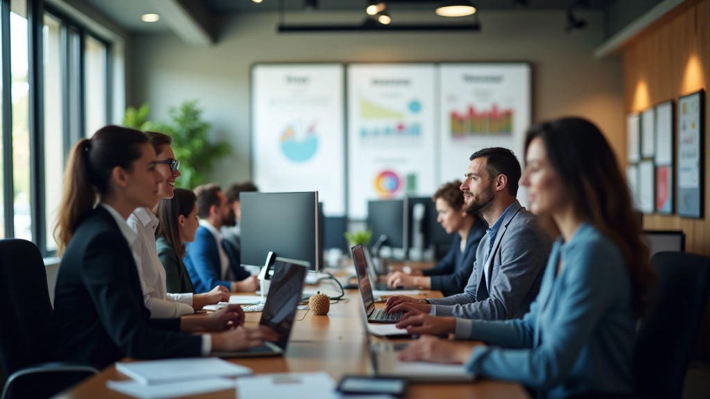 Team collaboration and planning in modern office setting